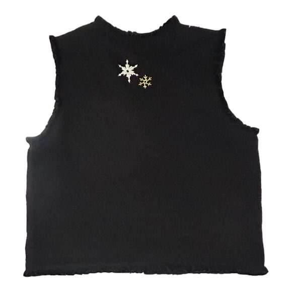 Design Originals Studio Joy Christmas Sweater Vest Holiday Black Snowflakes XL - Picture 5 of 12